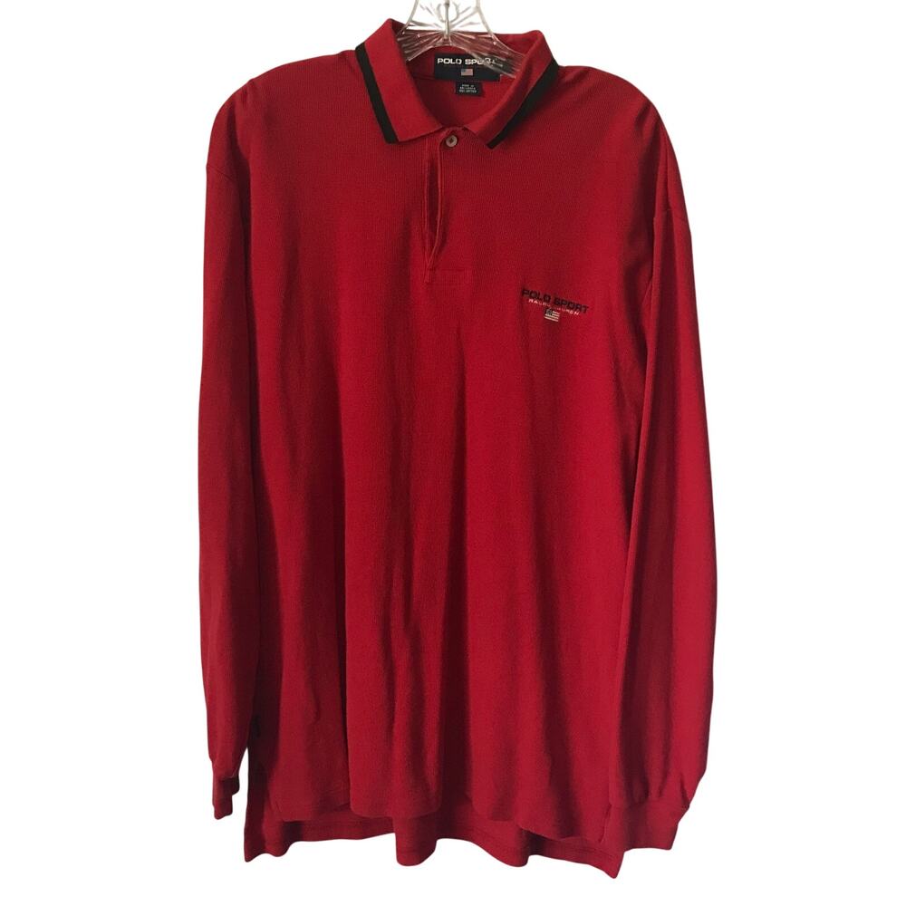 Ralph Lauren Polo Sport Shirt Size Large Red Long Sleeve Polo Sport Spell Out L